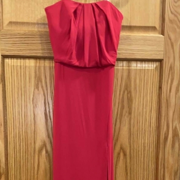 Halston Heritage Strapless Drape Back Flowy Gown - Picture 4 of 15
